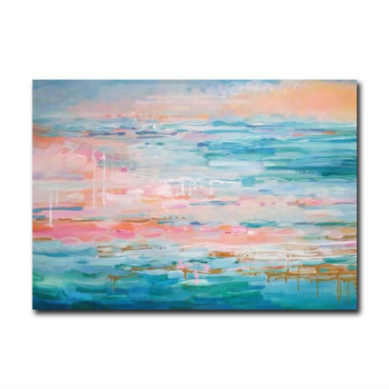 Soyut Renkli Dalgalar Yağlı Boya Dokulu Tablo